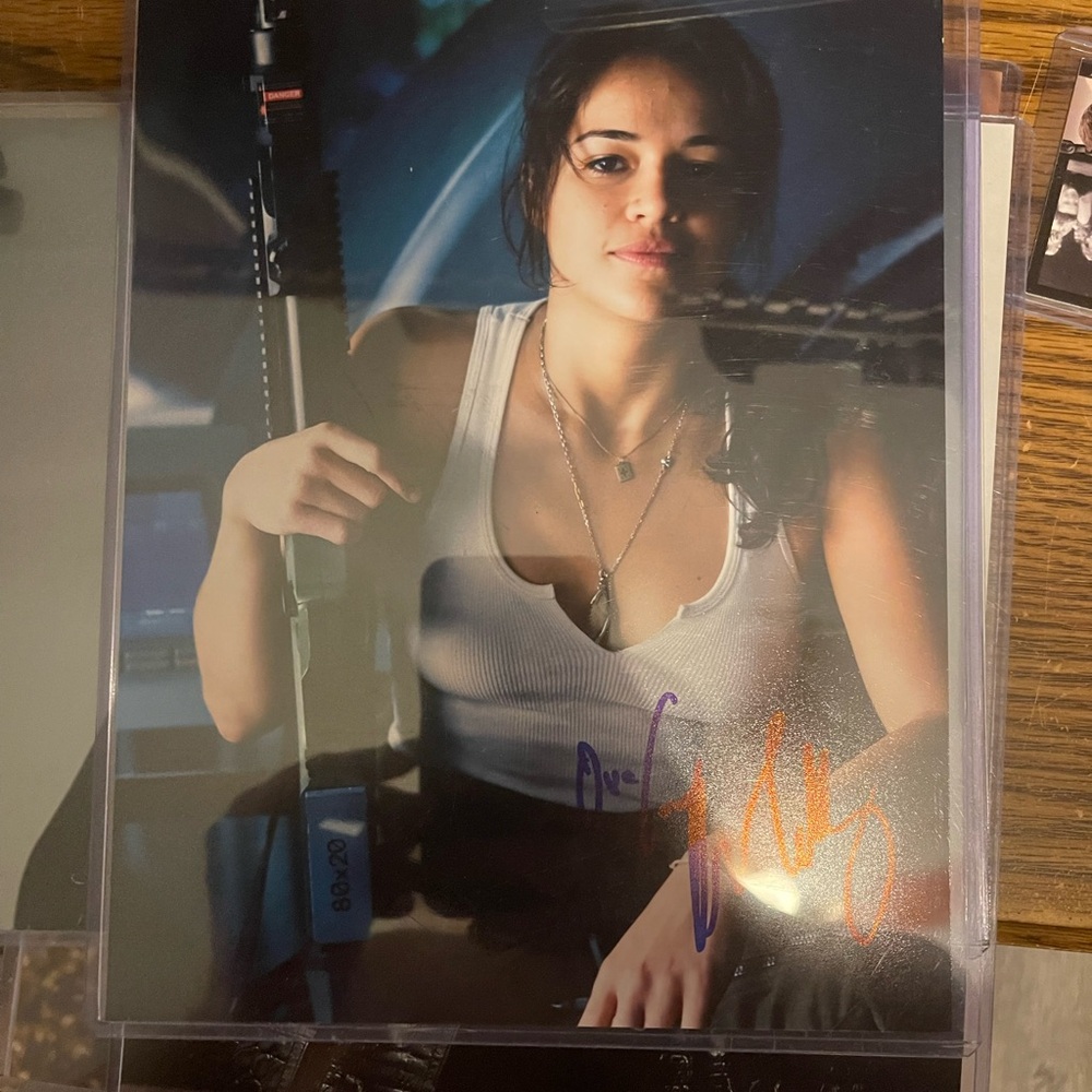 Signed Photo of Actress Michelle Rodriguez in White Top